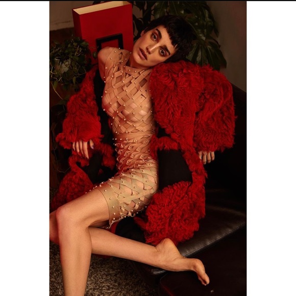 House of CB Felina Nude Cage Midi Bodycon Dress in Beige - size XS - Picture 3 of 9